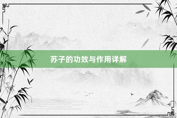 苏子的功效与作用详解